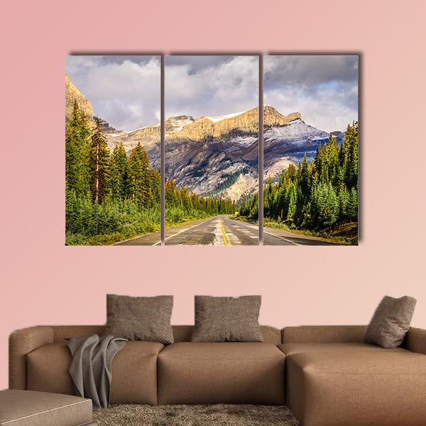 Scenic view of the road on Ice fields parkway, Canadian Rockies, multi panel canvas wall art