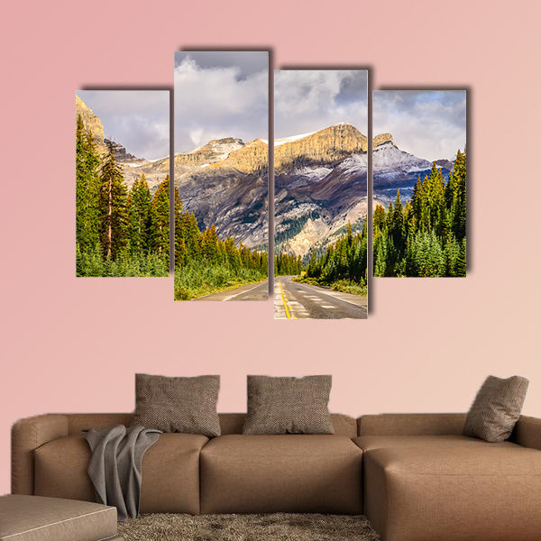Scenic view of the road on Ice fields parkway, Canadian Rockies, multi panel canvas wall art