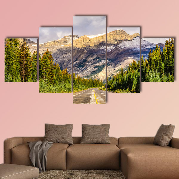 Scenic view of the road on Ice fields parkway, Canadian Rockies, multi panel canvas wall art