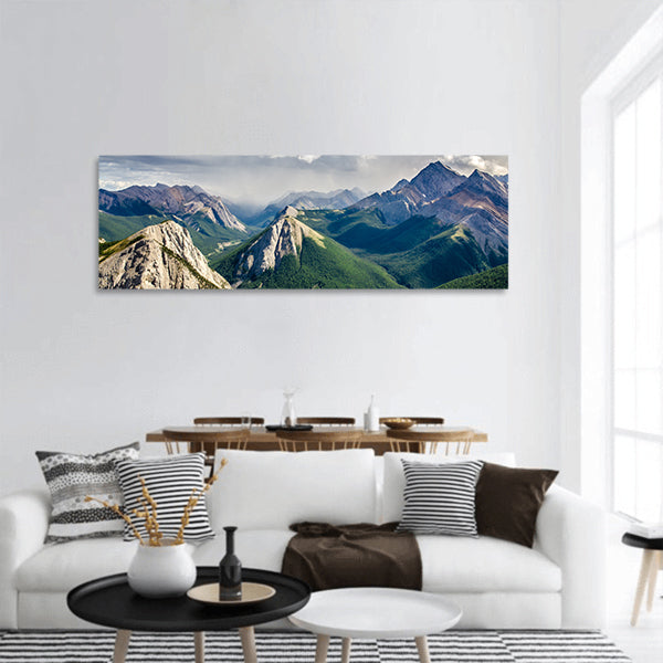 Mountain range landscape in Jasper NP, Rocky Mountains, panoramic canvas wall art