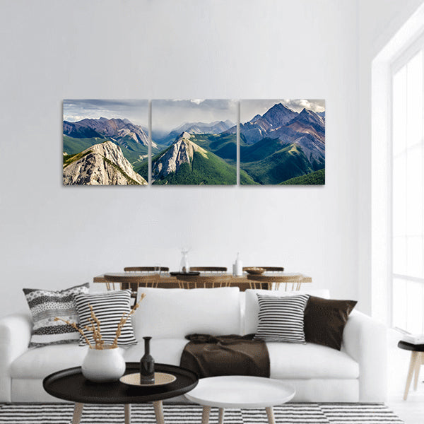 Mountain range landscape in Jasper NP, Rocky Mountains, panoramic canvas wall art