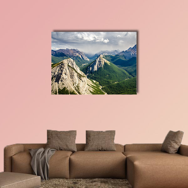Mountain range landscape view in Jasper NP, multi panel canvas wall art