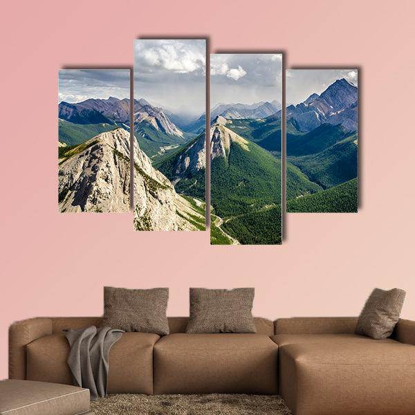 Mountain range landscape view in Jasper NP, multi panel canvas wall art