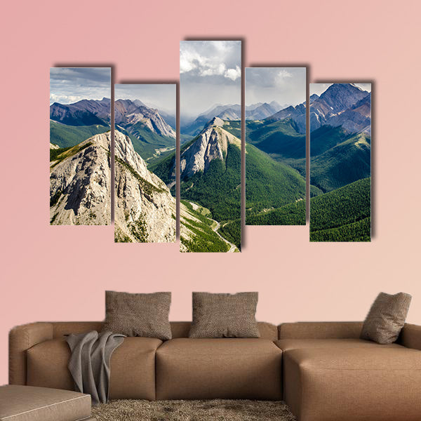 Mountain range landscape view in Jasper NP, multi panel canvas wall art