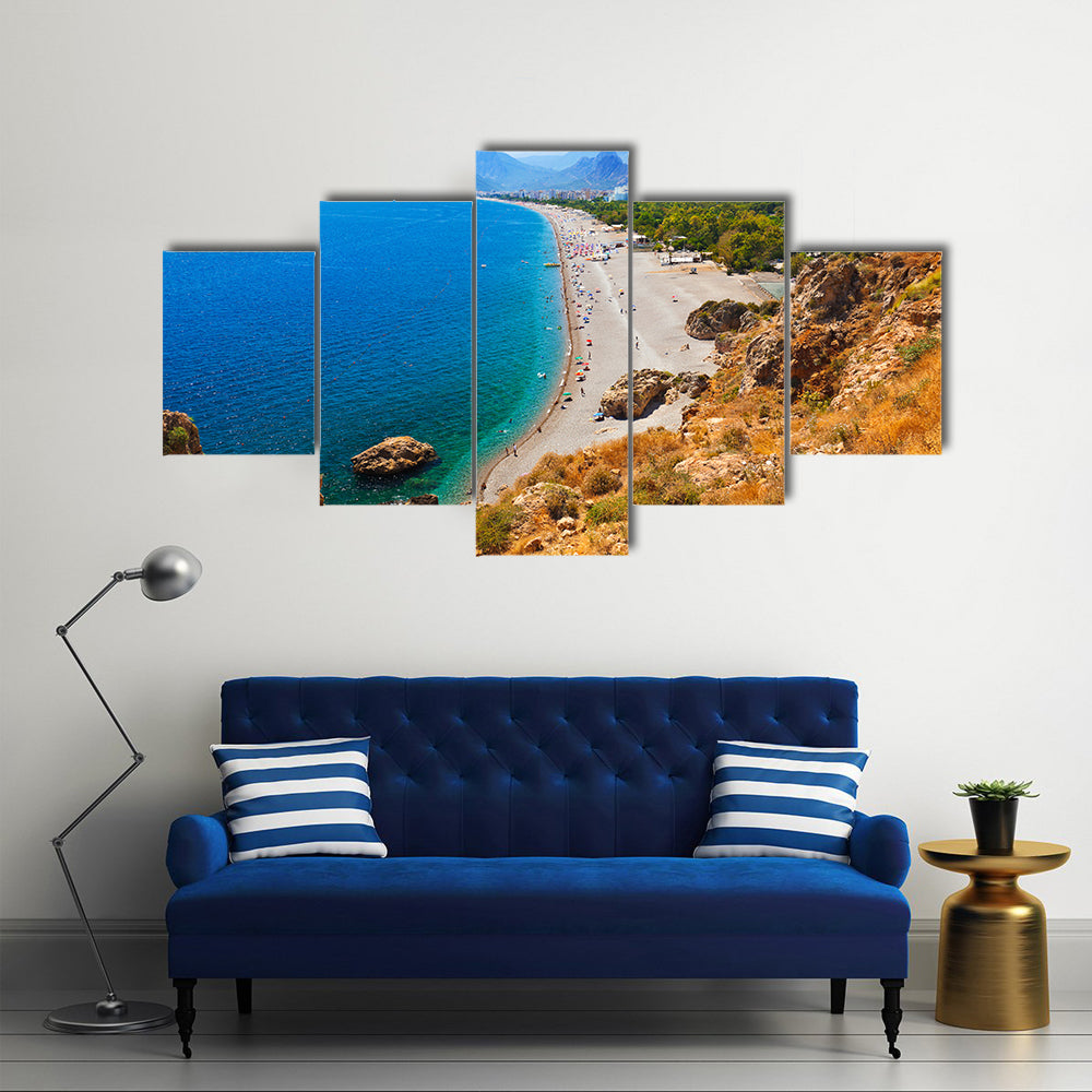 A Cool Antalya Beach Is Giving A Cool Feeling At Travel Backgroung, Turkey, Multi Panel Canvas Wall Art
