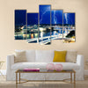 Multiple eletric lightning strikes over river Multi Panel Canvas Wall Art