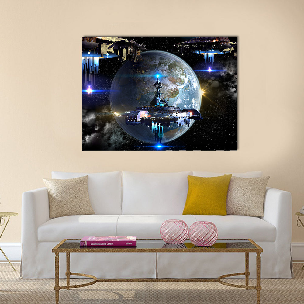 Imaginary Interstellar Deep Space Travel Multi Panel Canvas Wall Art