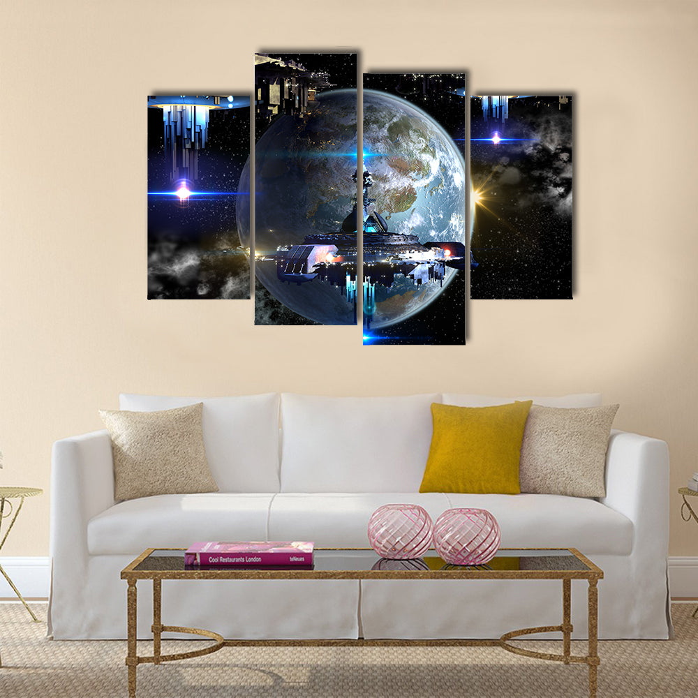 Imaginary Interstellar Deep Space Travel Multi Panel Canvas Wall Art