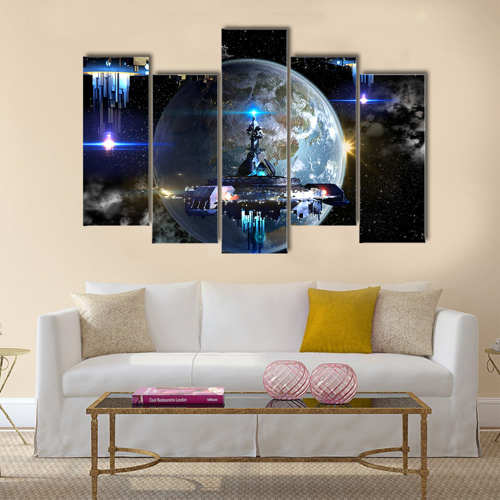 Imaginary Interstellar Deep Space Travel Multi Panel Canvas Wall Art