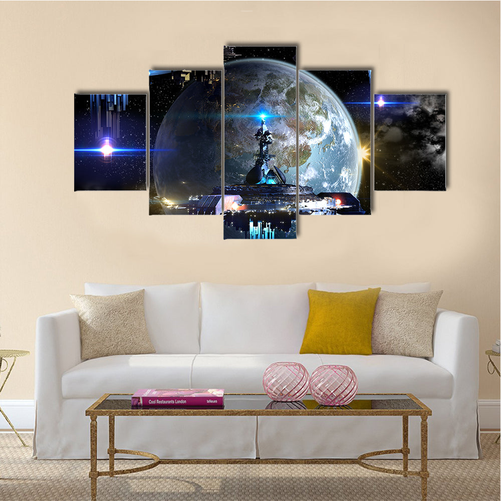 Imaginary Interstellar Deep Space Travel Multi Panel Canvas Wall Art