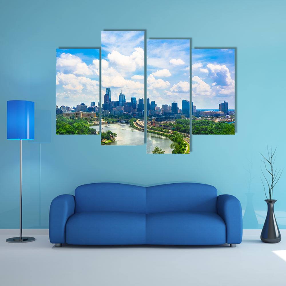 Most beautiful view of Philadelphia view multi panel canvas wall art