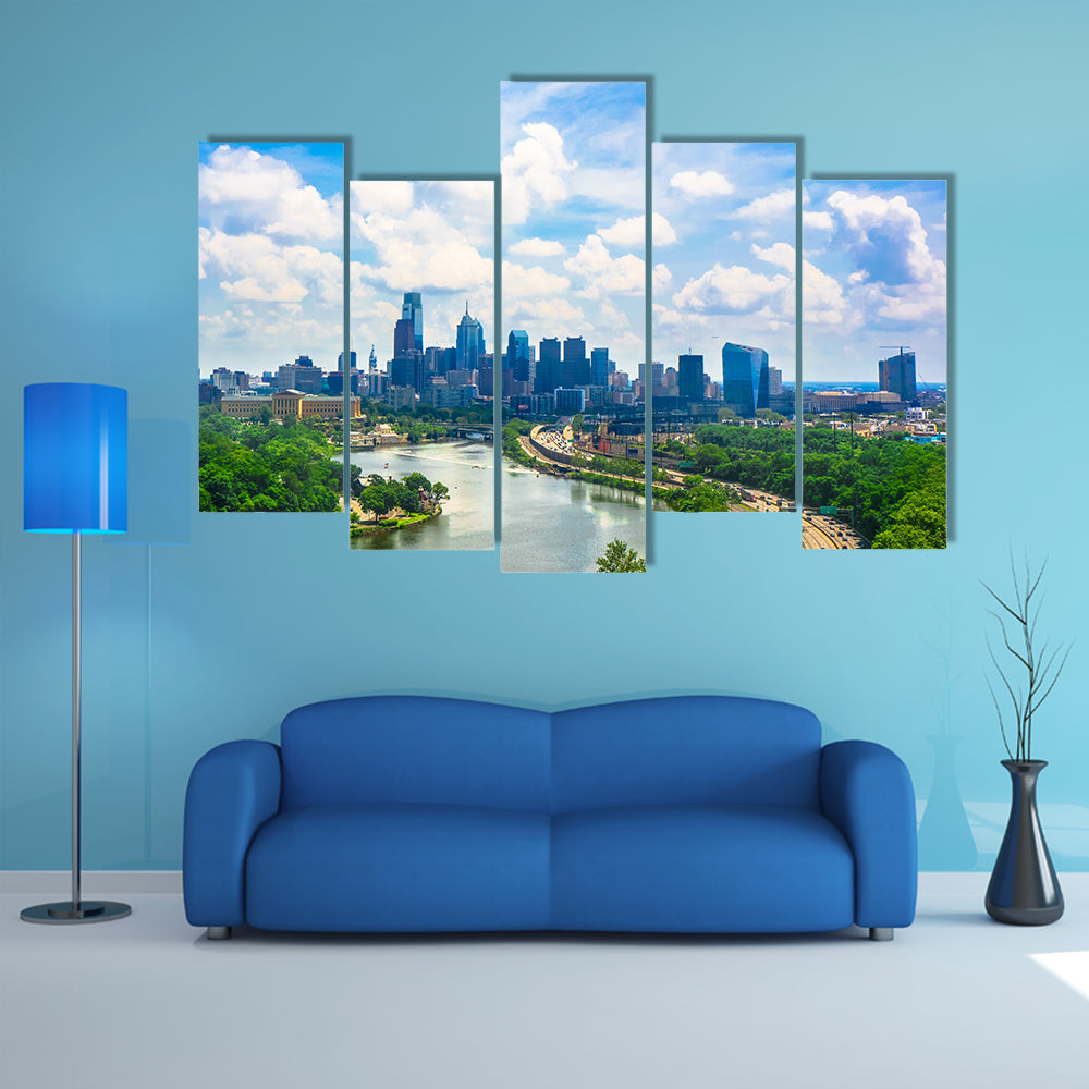 Most beautiful view of Philadelphia view multi panel canvas wall art
