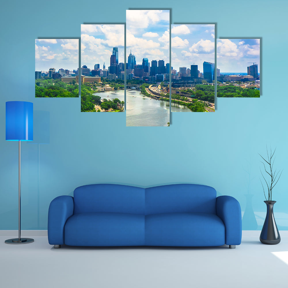 Most beautiful view of Philadelphia view multi panel canvas wall art