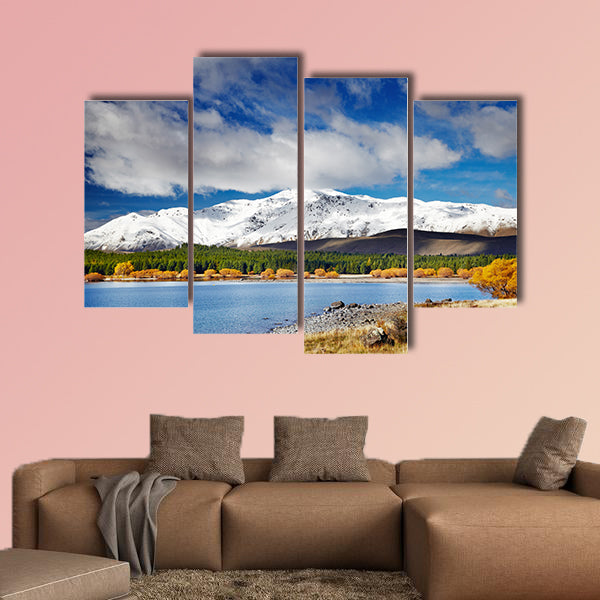 Mountain landscape, Lake Tekapo, New Zealand Multi panel canvas wall art