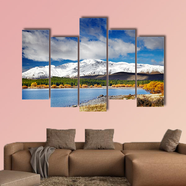 Mountain landscape, Lake Tekapo, New Zealand Multi panel canvas wall art