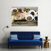 Traditional Chinese herbal medicine ingredients with not real hieroglyphs Multi panel canvas wall art