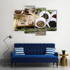 Traditional Chinese herbal medicine ingredients with not real hieroglyphs Multi panel canvas wall art