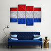 Netherlands flag pattern on the fabric texture ,vintage style Multi panel canvas wall art