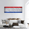 Netherlands flag pattern on the fabric texture ,vintage style panoramic canvas wall art