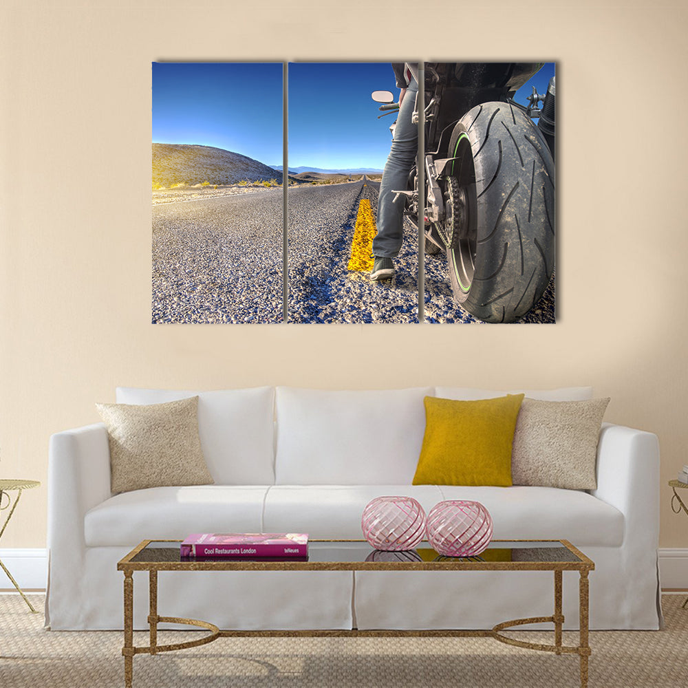 Road crossing the Death Valley Multi panel canvas wall art