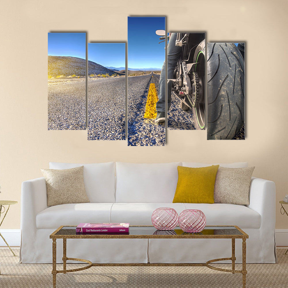 Road crossing the Death Valley Multi panel canvas wall art