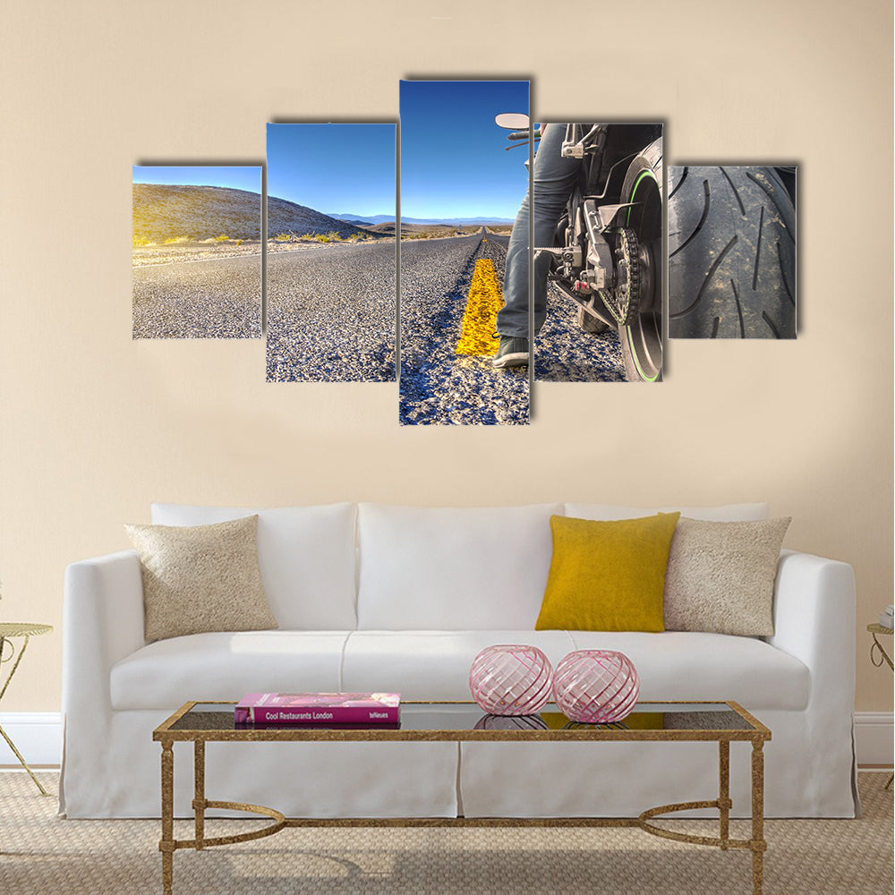 Road crossing the Death Valley Multi panel canvas wall art
