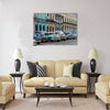 Street scene with vintage car  Multi panel canvas wall art