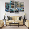 Street scene with vintage car  Multi panel canvas wall art