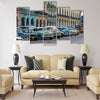 Street scene with vintage car  Multi panel canvas wall art