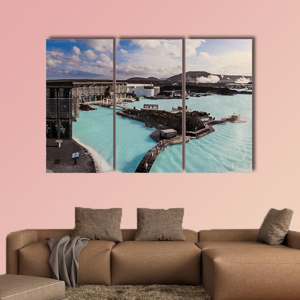 Blue lagoon outdoor geothermal pool, Iceland multi panel canvas wall art