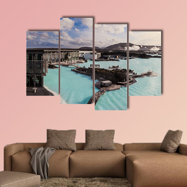 Blue lagoon outdoor geothermal pool, Iceland multi panel canvas wall art
