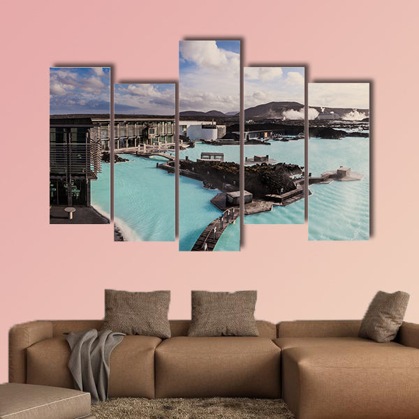Blue lagoon outdoor geothermal pool, Iceland multi panel canvas wall art