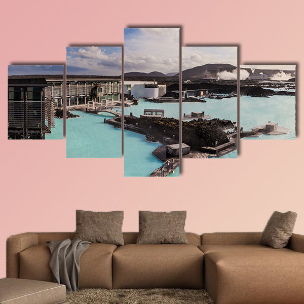 Blue lagoon outdoor geothermal pool, Iceland multi panel canvas wall art