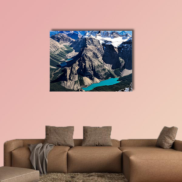 Mountain range view from Mt Temple multi panel canvas wall art