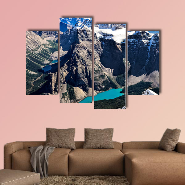 Mountain range view from Mt Temple multi panel canvas wall art