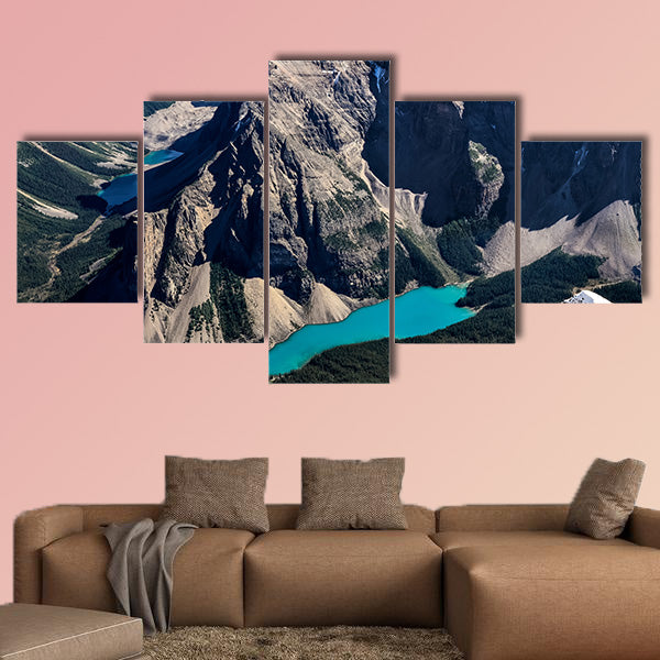 Mountain range view from Mt Temple multi panel canvas wall art