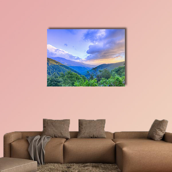 Sunrise over Blue Ridge Mountains Scenic Overlook Multi panel canvas wall art