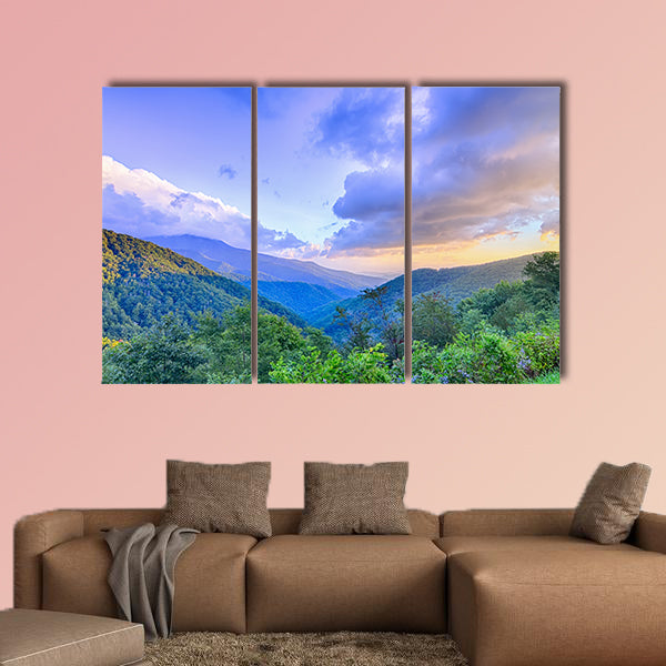 Sunrise over Blue Ridge Mountains Scenic Overlook Multi panel canvas wall art