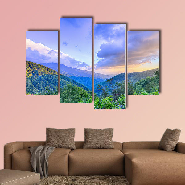 Sunrise over Blue Ridge Mountains Scenic Overlook Multi panel canvas wall art