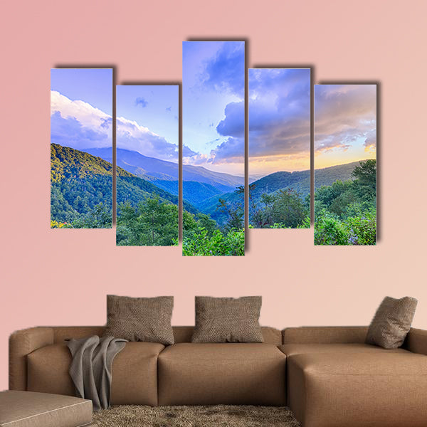 Sunrise over Blue Ridge Mountains Scenic Overlook Multi panel canvas wall art