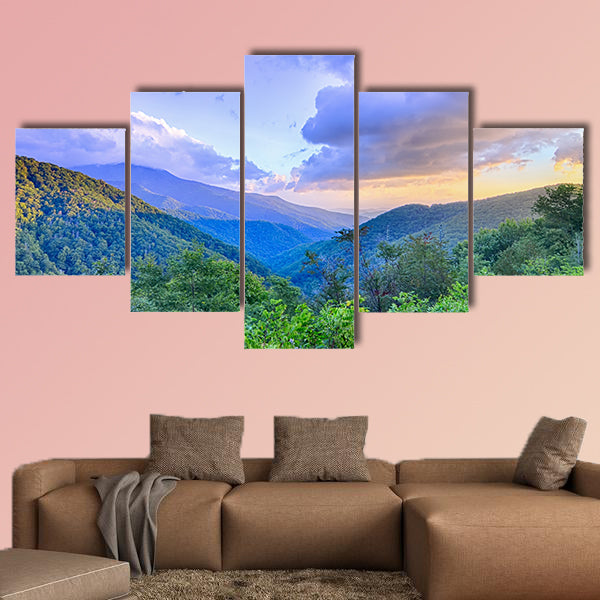 Sunrise over Blue Ridge Mountains Scenic Overlook Multi panel canvas wall art