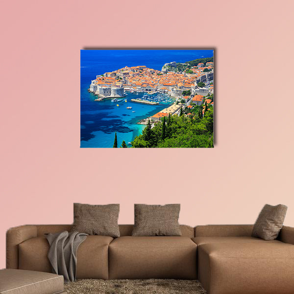 Panoramic view of old town Dubrovnik, Croatia multi panel canvas wall art