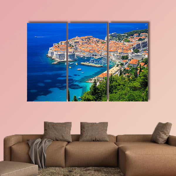 Panoramic view of old town Dubrovnik, Croatia multi panel canvas wall art