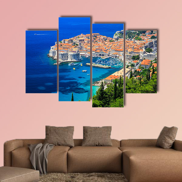 Panoramic view of old town Dubrovnik, Croatia multi panel canvas wall art