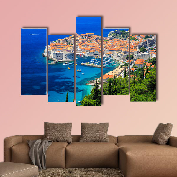 Panoramic view of old town Dubrovnik, Croatia multi panel canvas wall art