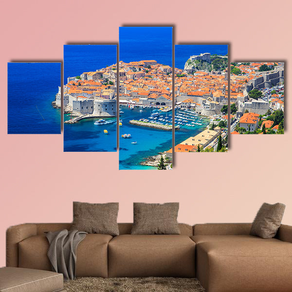 Panoramic view of old town Dubrovnik, Croatia multi panel canvas wall art