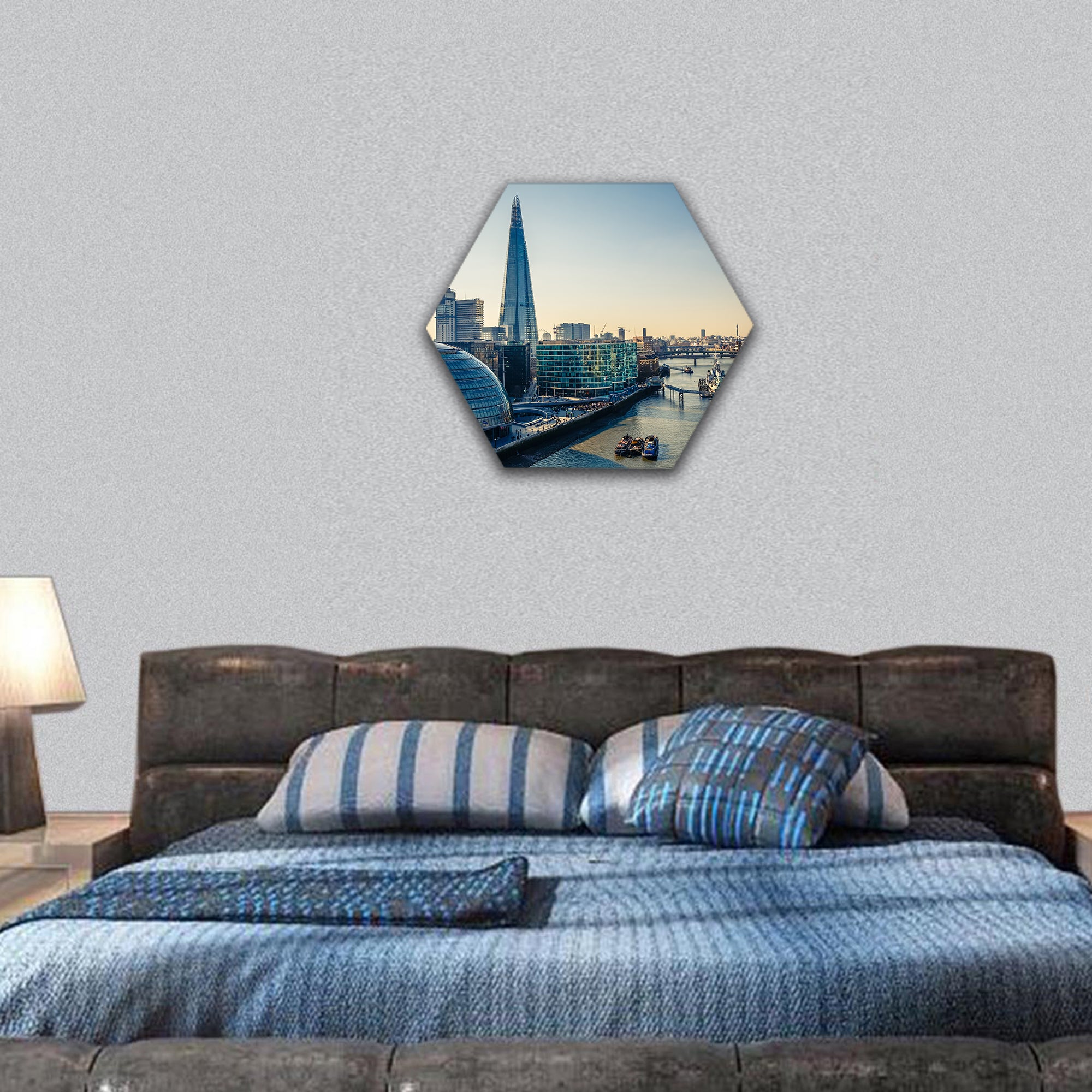 Thames and London City hexagonal canvas wall art
