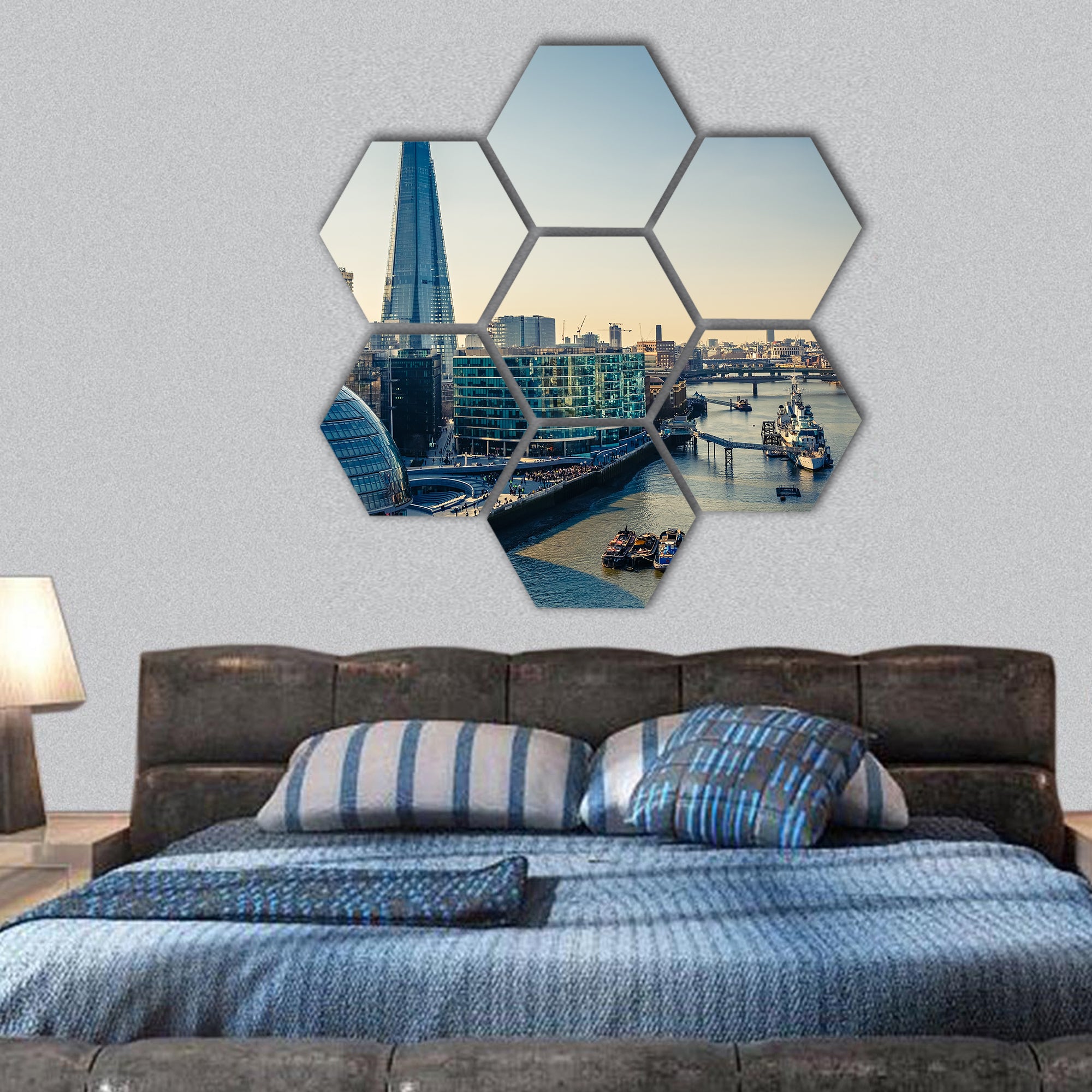 Thames and London City hexagonal canvas wall art