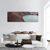 Vulcano crater with water in Iceland panoramic canvas wall art