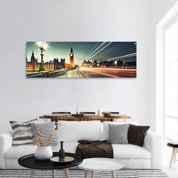 Big Ben from Westminster Bridge, London panoramic canvas wall art